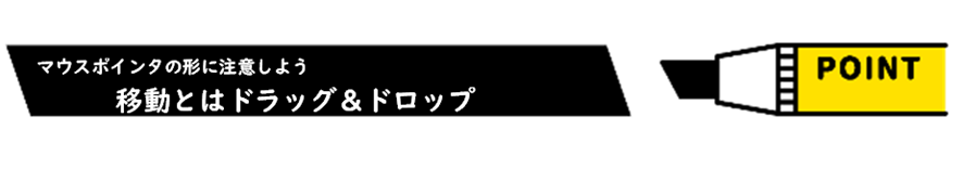 ますポインタの形に注意しよう
移動とはドラッグ&ドロップ