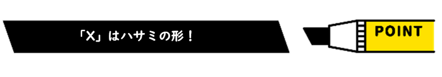 ポイント
「X」ははさみの形