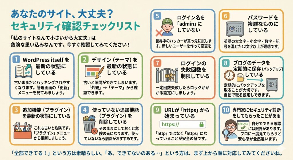 あなたのサイト、大丈夫？セキュリティ確認チェックリスト